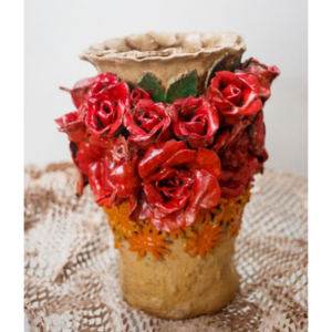 Vaso Floral Rosas Esculpidas – Coleção Jardim