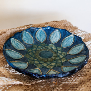 Prato Decorativo Mandala Azul