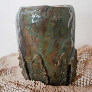 Vaso Cilíndrico Botânico – Verde Musgo